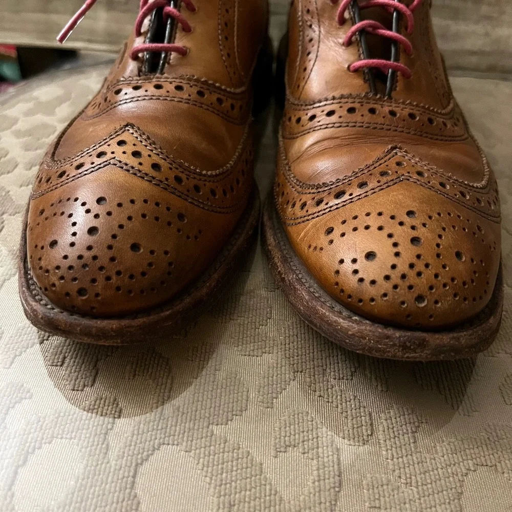 Allen Edmonds McAllister Wingtip Oxford Walnut Leather Mens 7.5 B Dress Shoes